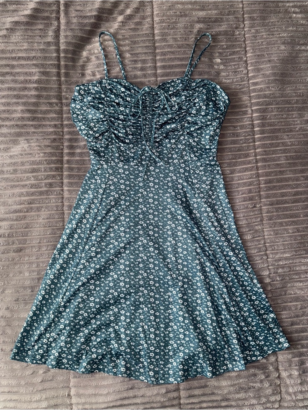 Floral Tie-Front Sundress in Teal Green